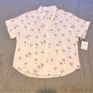 🆕Women bottom down white casual shirt of size S